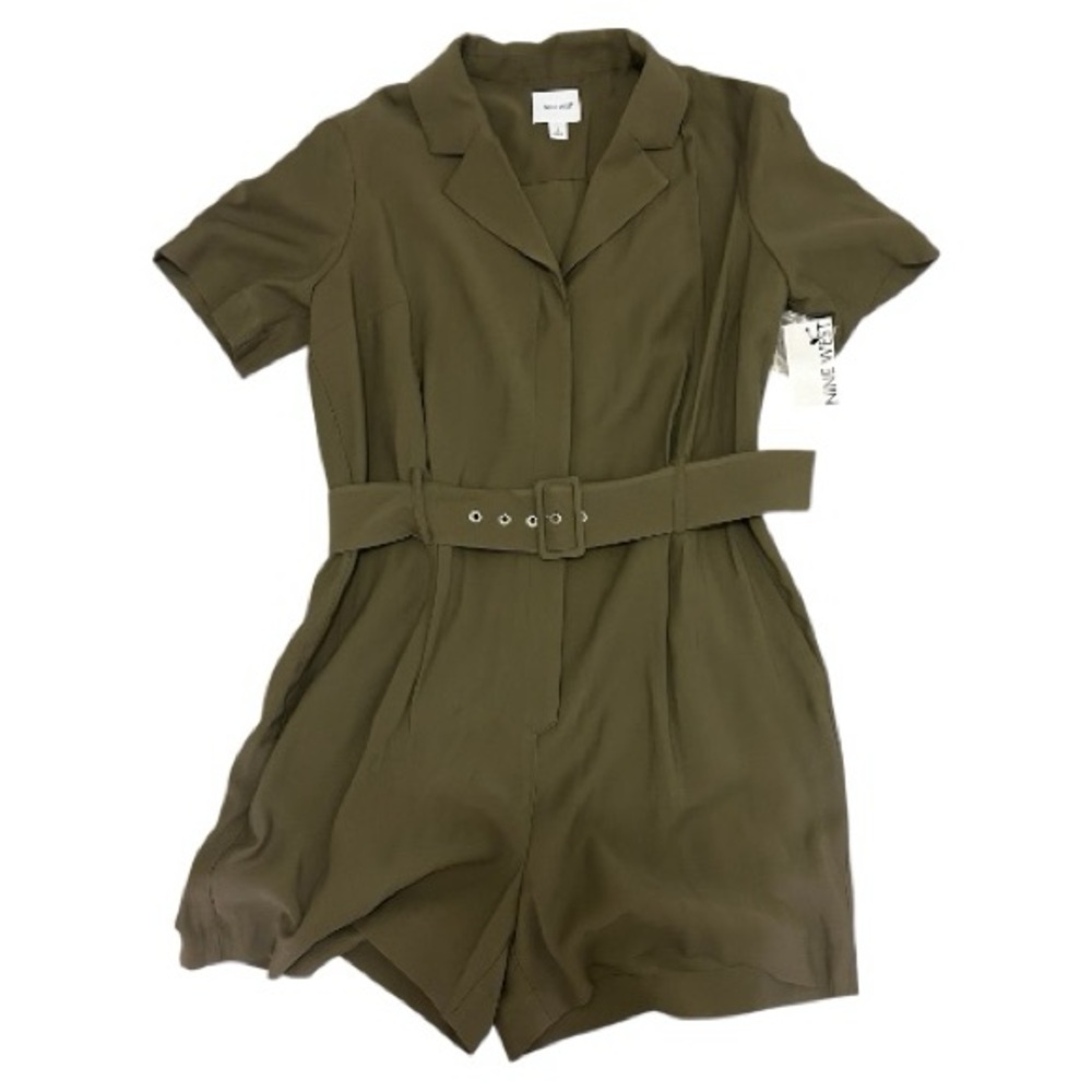 NWT Nine West Olive Belted Short Jumpsuit - Large